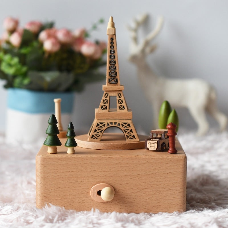 boite a musique en bois tour eiffel
