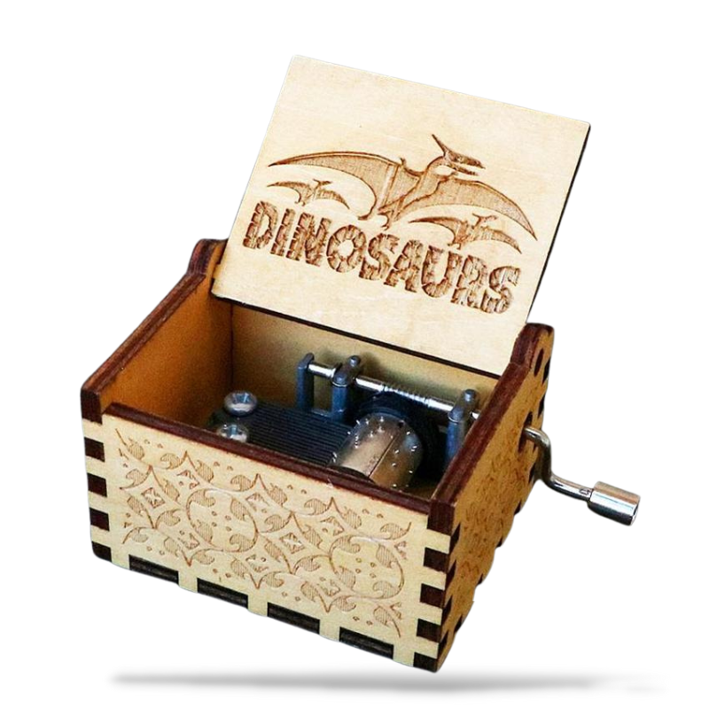 Boîte à Musique en Bois Dinosaure