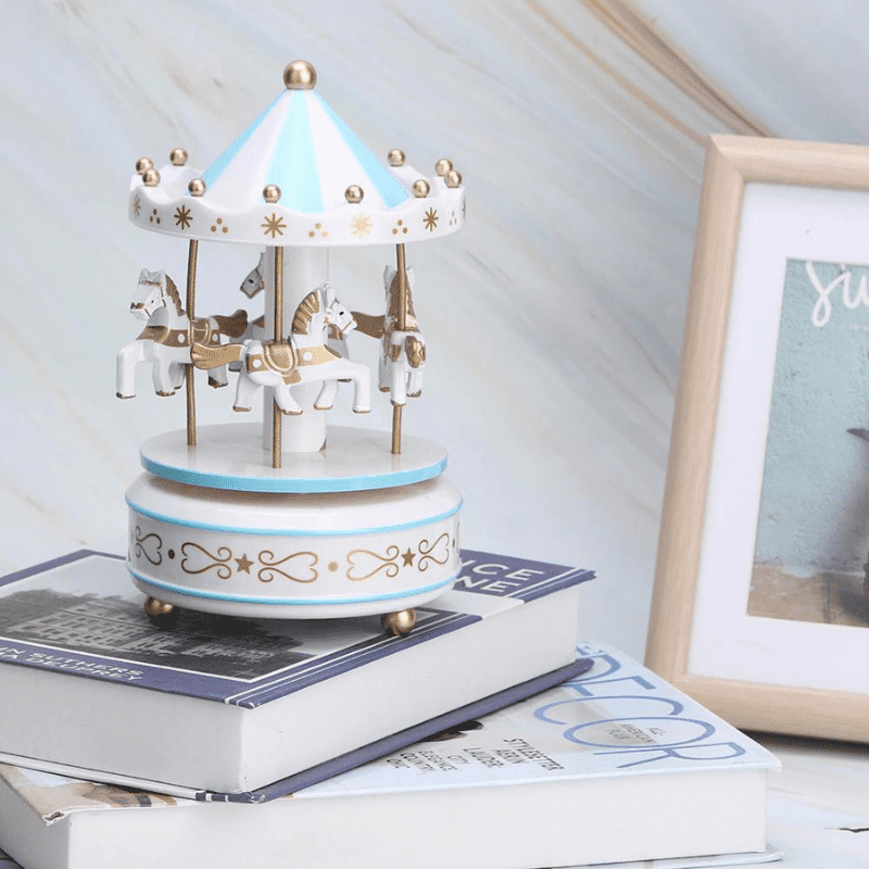 Boîte à Musique Carrousel Bleu Automatique