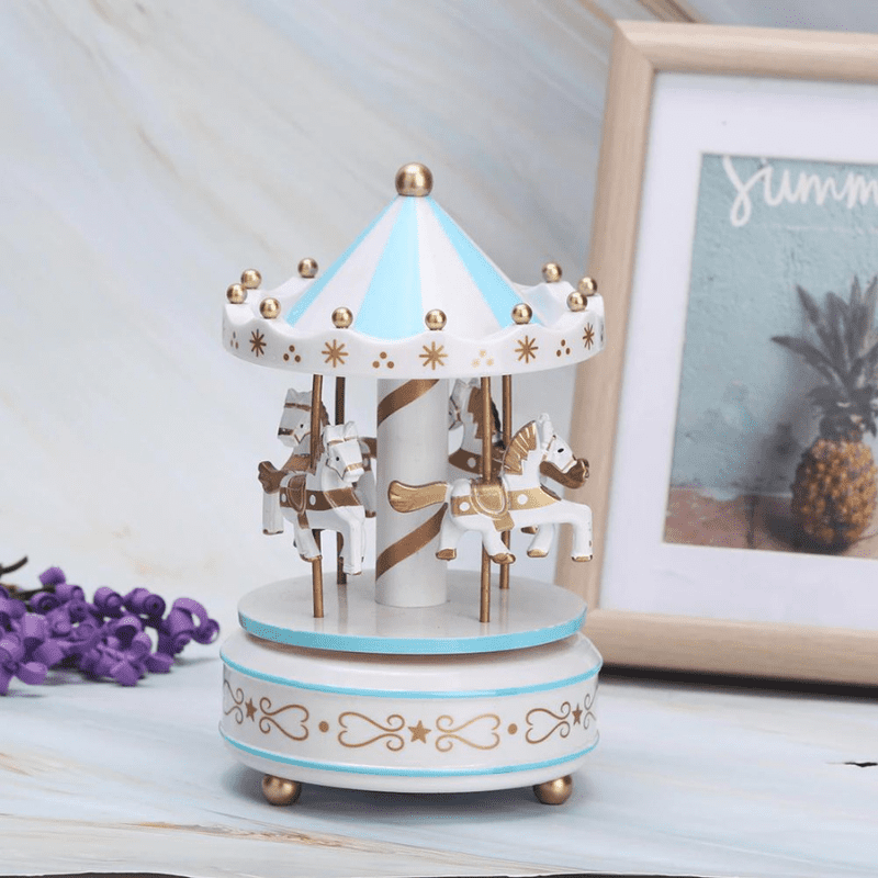Boîte à Musique Automatique Carrousel Bleu