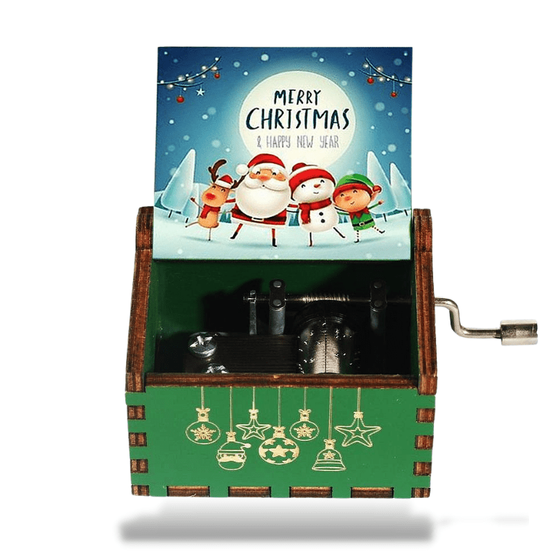 Boîte à Musique Noël en Bois Merry Christmas