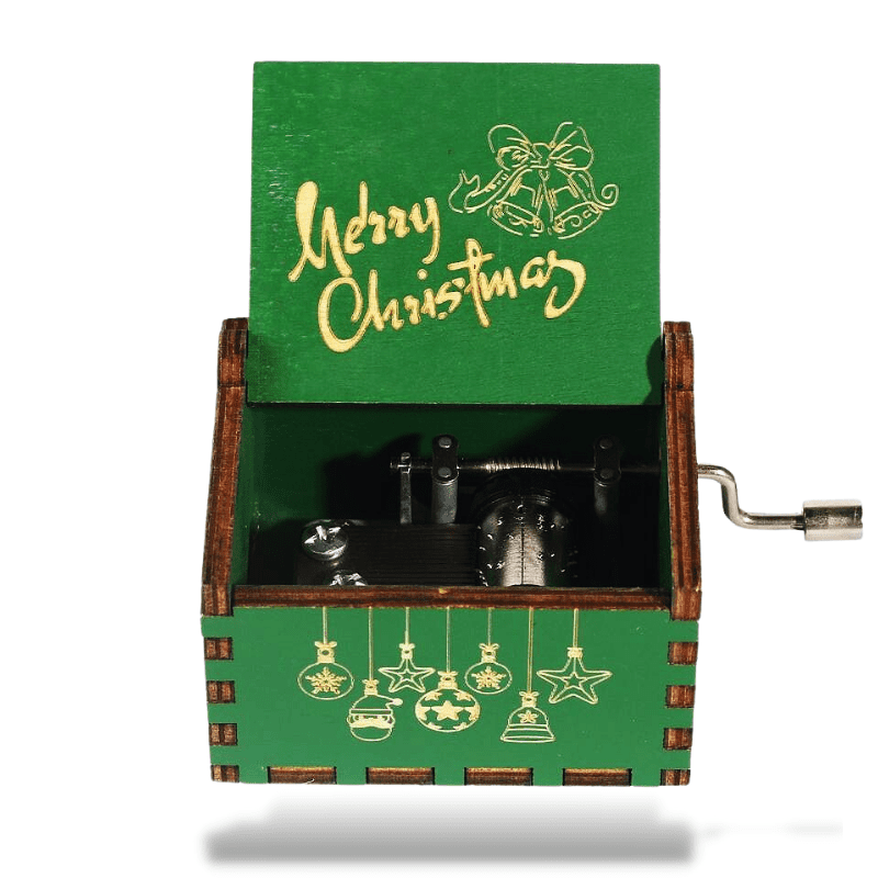 Boîte à Musique Noël en Bois Manivelle