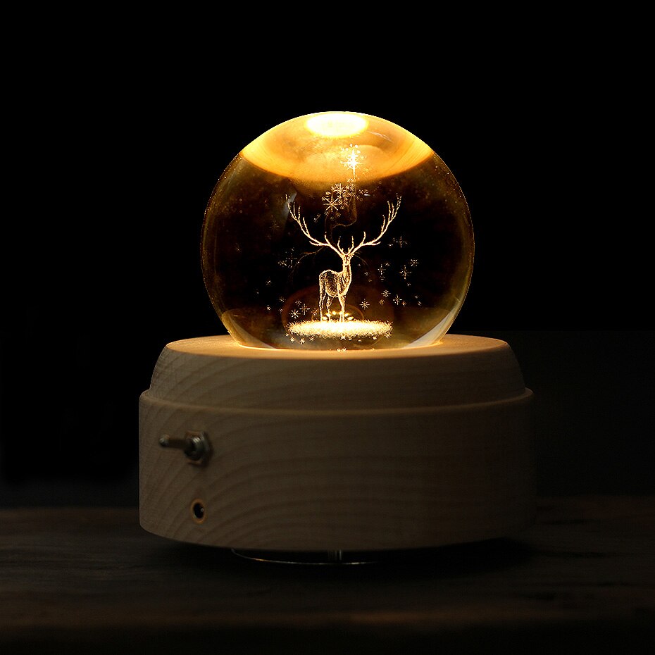 Boîte à Musique Animée Cerf Lumineuse