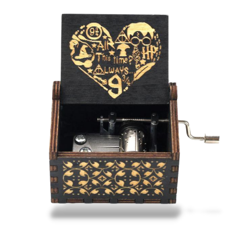 Lot De 2 Boîtes à Musique Harry Potter En Bois à Manivelle | Mécanisme Vintage, Mélodie Enchantée | Décoration Cadeau Noël Anniversaire